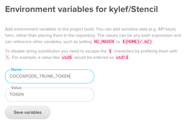 Circle CI environmental variables